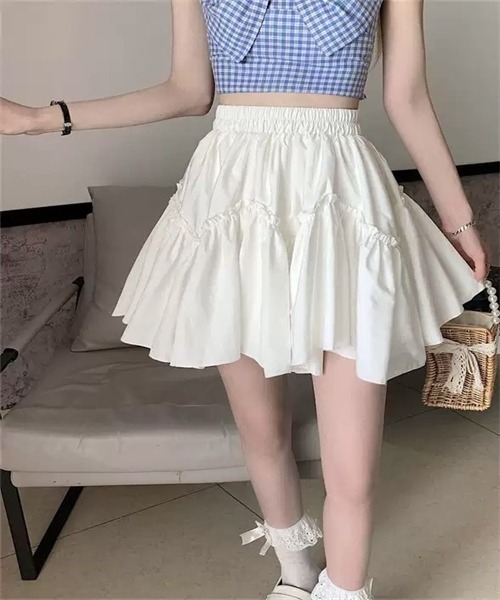 FREE STYLISTS(フリー スタイリスト)の「ティアードミニスカート(スカート・レディース・ブラック/ホワイト・FREE)」の5枚目の写真