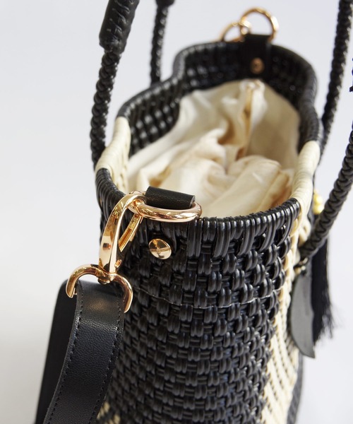 WOVEN(ウーヴン)の「WOVEN (ウーヴン) /プティショルダートート メキシコ製 2WAY ミニバッグ ショルダーバッグ メルカドバッグ かごバッグ レザーハンドル ミニトート マルシェバッグ(かごバッグ・レディース・ブラック系その他/ブルー系その他/ブラック×ベージュ・FREE)」の21枚目の写真