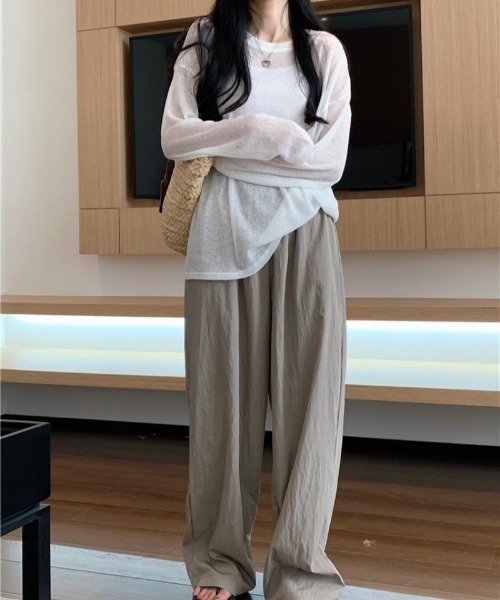 Ritzy(リッツィー)の「オーバーサイズ シアートップス(Tシャツ/カットソー・レディース・グレー/ホワイト/グリーン/ブラウン・M/L)」の5枚目の写真