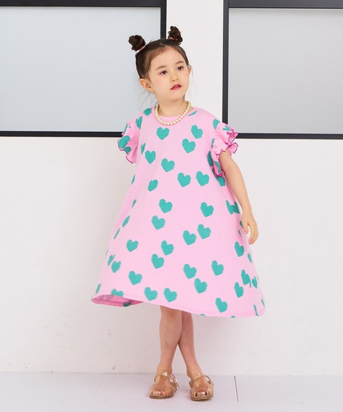 MARKEY'S(マーキーズ)の「総柄フリルショルダーワンピース(ワンピース・キッズ・ブルー/グレー/ライトブルー/ブラック/ピンク/チャコール・80/90/100/110/120/130/140/150)」の9枚目の写真