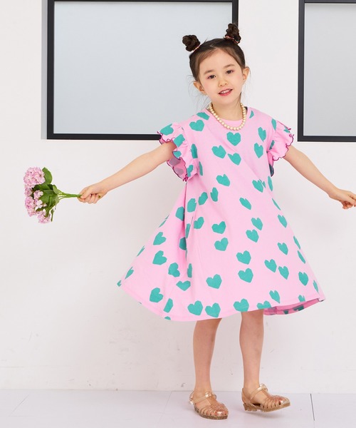 MARKEY'S(マーキーズ)の「総柄フリルショルダーワンピース(ワンピース・キッズ・ブルー/グレー/ライトブルー/ブラック/ピンク/チャコール・80/90/100/110/120/130/140/150)」の10枚目の写真