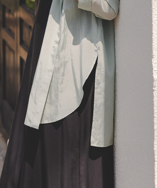 Noble（ノーブル）の「《追加6》【洗える】シルキーコットンニュアンスカラーシャツ（シャツ/ブラウス・レディース・オレンジ系その他/ベージュ/グリーン/ホワイト/サックスブルー・FREE）」の14枚目の写真