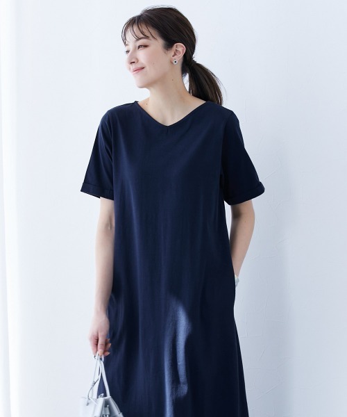slattgir（スラットジール）の「高身長　汗染みしにくい綿１００％カットソーマキシ丈ワンピース　（トールサイズ）（ワンピース・レディース・ブラック/ダークグリーン/グレイッシュブルー/ネイビー/チャコール・M/L/LL/3L/4L/5L）」の8枚目の写真