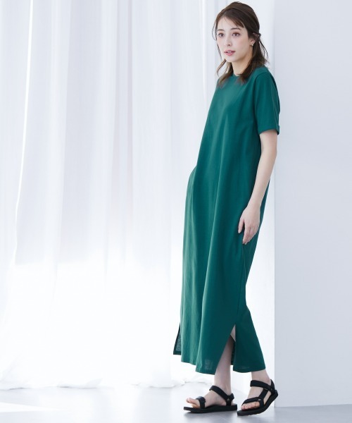 slattgir（スラットジール）の「高身長　汗染みしにくい綿１００％カットソーマキシ丈ワンピース　（トールサイズ）（ワンピース・レディース・ブラック/ダークグリーン/グレイッシュブルー/ネイビー/チャコール・M/L/LL/3L/4L/5L）」の12枚目の写真