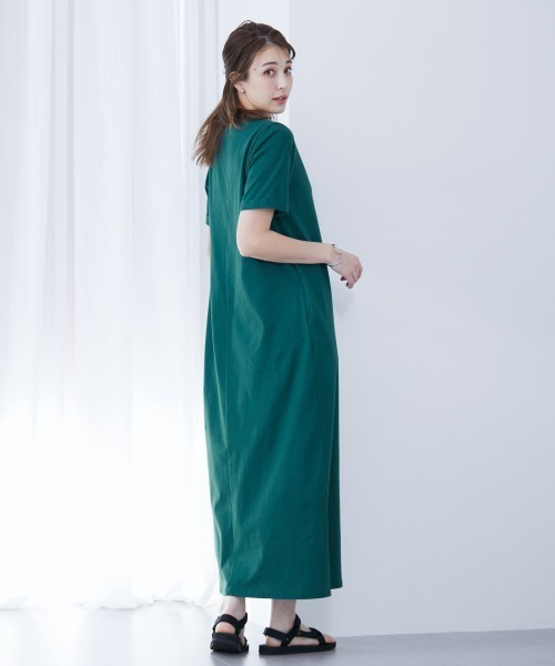 slattgir（スラットジール）の「高身長　汗染みしにくい綿１００％カットソーマキシ丈ワンピース　（トールサイズ）（ワンピース・レディース・ブラック/ダークグリーン/グレイッシュブルー/ネイビー/チャコール・M/L/LL/3L/4L/5L）」の13枚目の写真