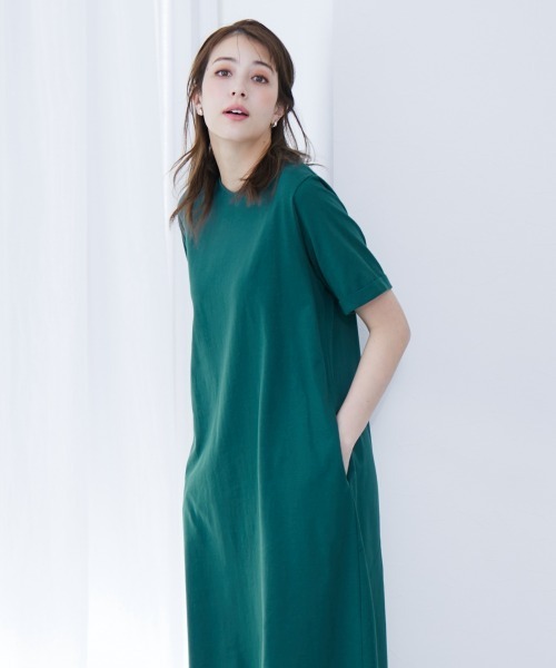 slattgir（スラットジール）の「高身長　汗染みしにくい綿１００％カットソーマキシ丈ワンピース　（トールサイズ）（ワンピース・レディース・ブラック/ダークグリーン/グレイッシュブルー/ネイビー/チャコール・M/L/LL/3L/4L/5L）」の15枚目の写真