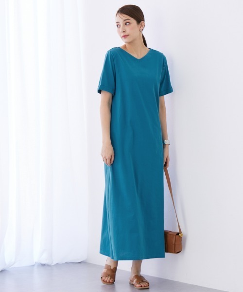 slattgir（スラットジール）の「高身長　汗染みしにくい綿１００％カットソーマキシ丈ワンピース　（トールサイズ）（ワンピース・レディース・ブラック/ダークグリーン/グレイッシュブルー/ネイビー/チャコール・M/L/LL/3L/4L/5L）」の16枚目の写真