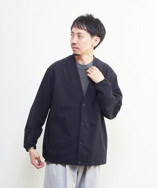 【美品】MEN’S MELROSE COMFORT DRESS ブルゾン M 紺 セール】ミニリップクールドッツ ノーカラーライトブルゾン