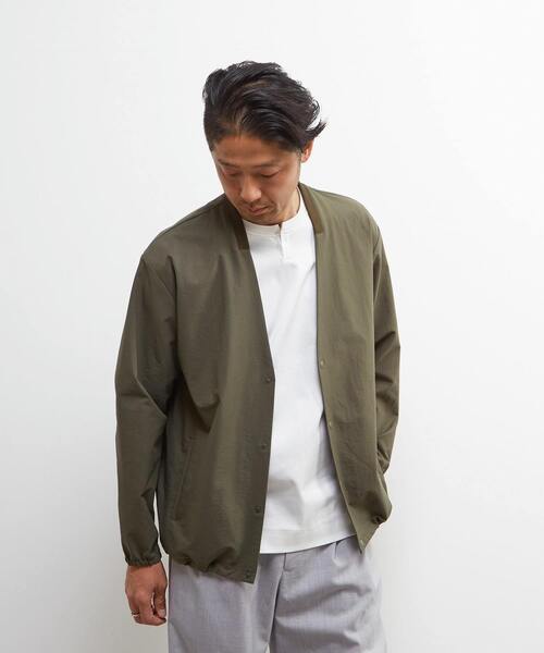 MEN'S MELROSE（メンズメルローズ）の「ミニリップクールドッツ ノーカラーライトブルゾン（ブルゾン・メンズ・カーキ/チャコールグレー/ネイビー・3/4）」の4枚目の写真