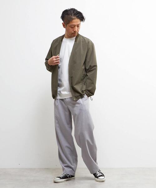 MEN'S MELROSE（メンズメルローズ）の「ミニリップクールドッツ ノーカラーライトブルゾン（ブルゾン・メンズ・カーキ/チャコールグレー/ネイビー・3/4）」の5枚目の写真