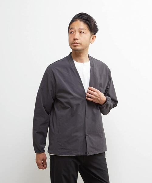 MEN'S MELROSE（メンズメルローズ）の「ミニリップクールドッツ ノーカラーライトブルゾン（ブルゾン・メンズ・カーキ/チャコールグレー/ネイビー・3/4）」の8枚目の写真