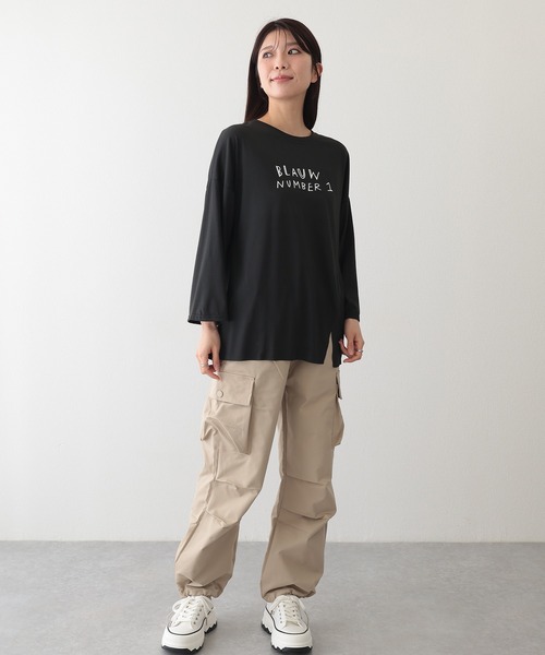 Lace Ladies(レースレディース)の「ロゴプリント スリット入り オーバーサイズ 長袖 Tシャツ(Tシャツ/カットソー・レディース・ホワイト/イエロー/ブラック・XL/M)」の21枚目の写真