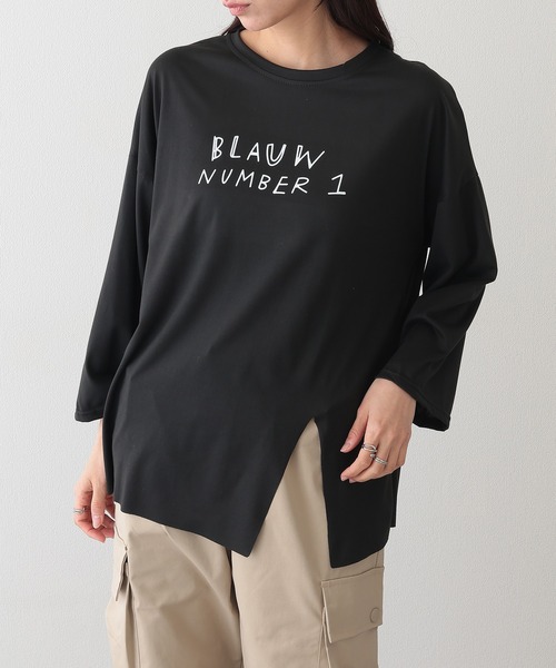 Lace Ladies(レースレディース)の「ロゴプリント スリット入り オーバーサイズ 長袖 Tシャツ(Tシャツ/カットソー・レディース・ホワイト/イエロー/ブラック・XL/M)」の22枚目の写真