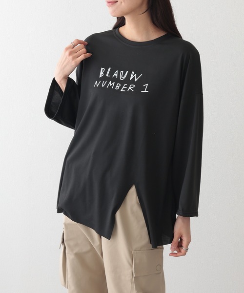 Lace Ladies(レースレディース)の「ロゴプリント スリット入り オーバーサイズ 長袖 Tシャツ(Tシャツ/カットソー・レディース・ホワイト/イエロー/ブラック・XL/M)」の15枚目の写真