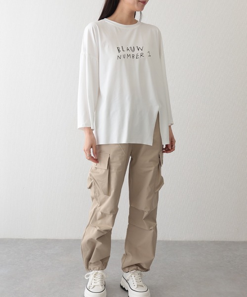 Lace Ladies(レースレディース)の「ロゴプリント スリット入り オーバーサイズ 長袖 Tシャツ(Tシャツ/カットソー・レディース・ホワイト/イエロー/ブラック・XL/M)」の16枚目の写真