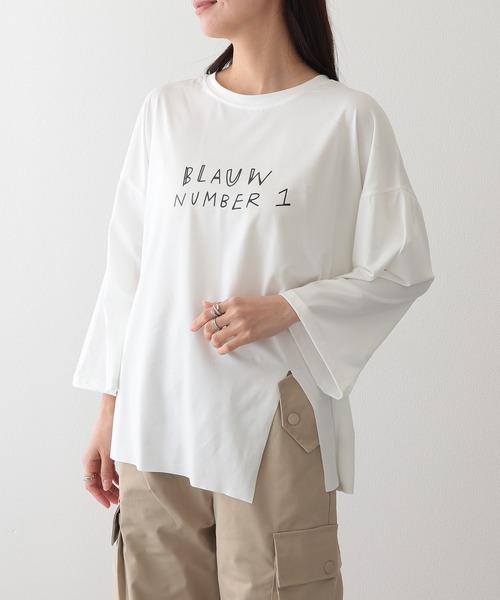 Lace Ladies(レースレディース)の「ロゴプリント スリット入り オーバーサイズ 長袖 Tシャツ(Tシャツ/カットソー・レディース・ホワイト/イエロー/ブラック・XL/M)」の17枚目の写真