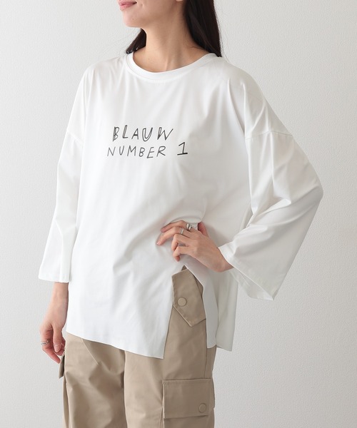 Lace Ladies(レースレディース)の「ロゴプリント スリット入り オーバーサイズ 長袖 Tシャツ(Tシャツ/カットソー・レディース・ホワイト/イエロー/ブラック・XL/M)」の19枚目の写真