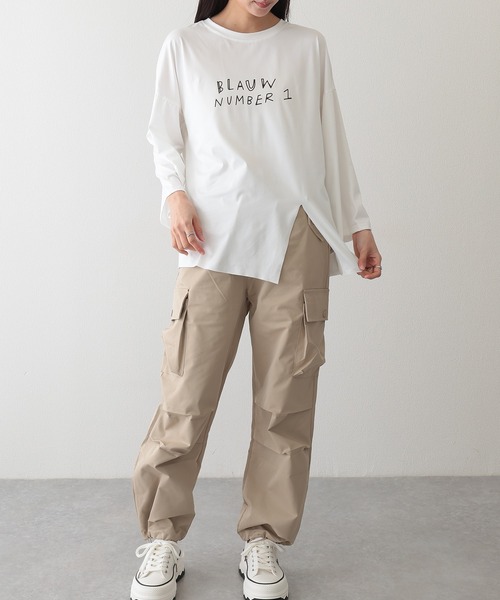 Lace Ladies(レースレディース)の「ロゴプリント スリット入り オーバーサイズ 長袖 Tシャツ(Tシャツ/カットソー・レディース・ホワイト/イエロー/ブラック・XL/M)」の20枚目の写真