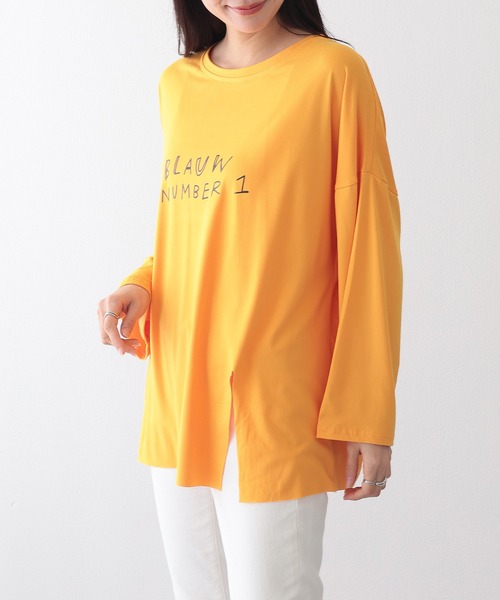 Lace Ladies(レースレディース)の「ロゴプリント スリット入り オーバーサイズ 長袖 Tシャツ(Tシャツ/カットソー・レディース・ホワイト/イエロー/ブラック・XL/M)」の10枚目の写真