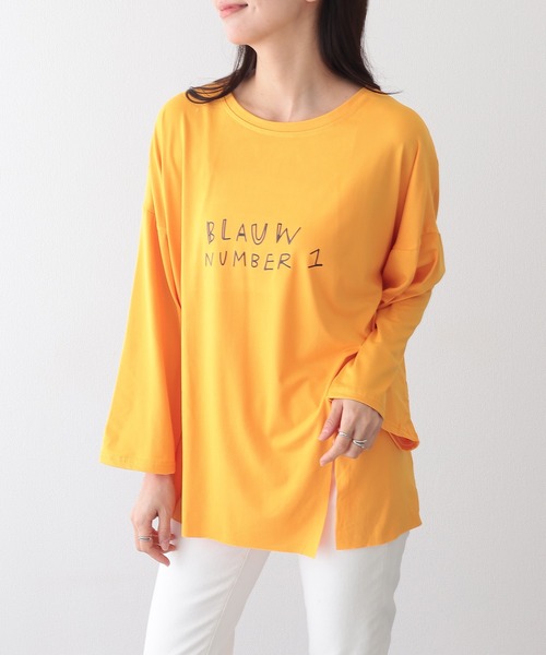 Lace Ladies(レースレディース)の「ロゴプリント スリット入り オーバーサイズ 長袖 Tシャツ(Tシャツ/カットソー・レディース・ホワイト/イエロー/ブラック・XL/M)」の11枚目の写真