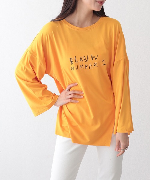 Lace Ladies(レースレディース)の「ロゴプリント スリット入り オーバーサイズ 長袖 Tシャツ(Tシャツ/カットソー・レディース・ホワイト/イエロー/ブラック・XL/M)」の12枚目の写真