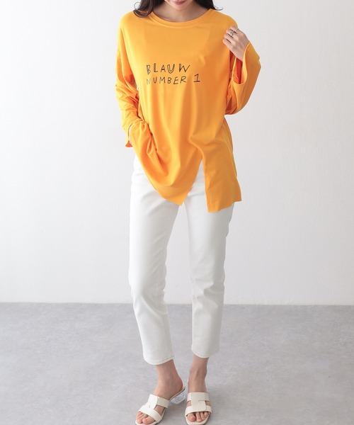 Lace Ladies(レースレディース)の「ロゴプリント スリット入り オーバーサイズ 長袖 Tシャツ(Tシャツ/カットソー・レディース・ホワイト/イエロー/ブラック・XL/M)」の13枚目の写真