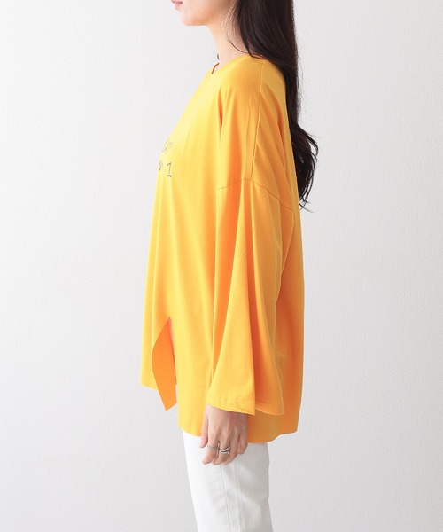Lace Ladies(レースレディース)の「ロゴプリント スリット入り オーバーサイズ 長袖 Tシャツ(Tシャツ/カットソー・レディース・ホワイト/イエロー/ブラック・XL/M)」の14枚目の写真