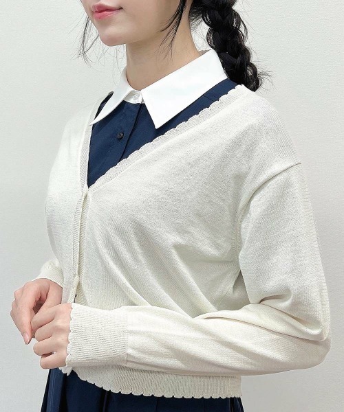 F i.n.t(フィント)の「洗濯機洗い可UVカットシアーフラワー釦UVカットニットカーディガン/F&A【新色追加・5色展開】/fint フィント(カーディガン/ボレロ・レディース・ピンク/ライム/オフホワイト/ブルーグレー/ネイビー・FREE)」の13枚目の写真