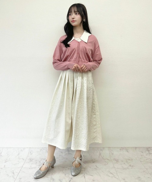 F i.n.t(フィント)の「洗濯機洗い可UVカットシアーフラワー釦UVカットニットカーディガン/F&A【新色追加・5色展開】/fint フィント(カーディガン/ボレロ・レディース・ピンク/ライム/オフホワイト/ブルーグレー/ネイビー・FREE)」の12枚目の写真