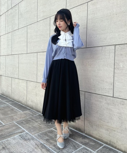 洗濯機洗い可UVカットシアーフラワー釦UVカットニットカーディガン/F&A