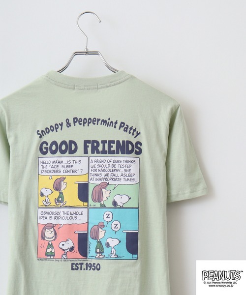 PEANUTS(ピーナッツ)の「PEANUTS 刺繍&プリントTシャツ(Tシャツ/カットソー・メンズ・ホワイト系1/ピンクベージュ/ホワイト系/ブラック/サックスブルー/ネイビー/ブラック系/ライトパープル/ライトカーキ/ホワイト/ライトグリーン/サーモンピンク/ピンク系/ホワイト系4/ベージュ系/ブラック系1/ホワイト系6/グリーン/チャコール/スミクロ/ピンク系1/パープル系/ホワイト系3/ネイビー系/ライトグリーン系/チャコールグレー/ホワイト系5/ベージュ系1/ブラック系2/ホワイト系2/グレイッシュベージュ・M/LL/S/L)」の22枚目の写真