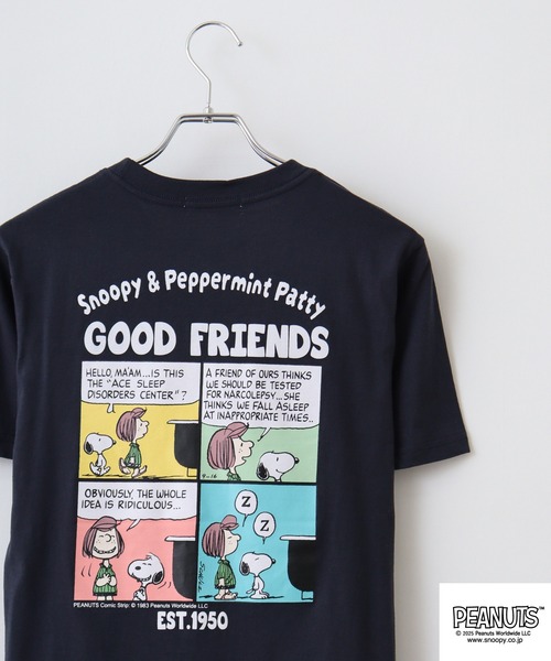 ドーナツ・ピーナツ 単独ツアー豆丸 Tシャツ セール】PEANUTS 刺繍＆プリントTシャツ（Tシャツ/カットソー
