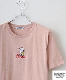 ピンクの丸首Tシャツ、刺繍付き 似合う色見つかる6色展開/推しカラー】刺繍ロングスリーブTシャツ