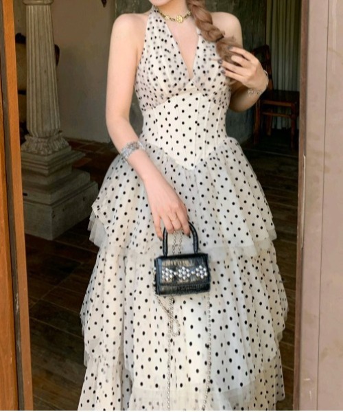 DOLCE&GABBANA ドットワンピース 水玉 フリルドレス シアー 36 DOLCE&GABBANA ドットワンピース 水玉 フリルドレス シアー 36 水玉柄