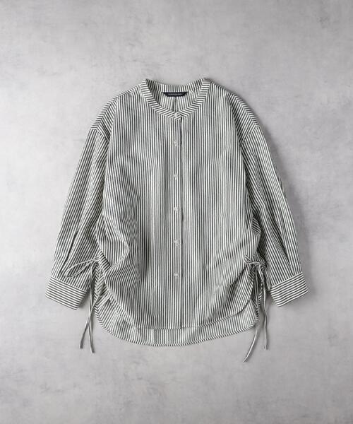 HONEYSUCKLE ROSE(ハニーサックルローズ)の「HONEYSUCKLE ROSE(ハニーサックルローズ)ストライプドロストシャツ(シャツ/ブラウス・レディース・ネイビー/グリーン/ブラック・M/L)」の5枚目の写真