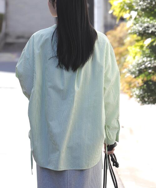 HONEYSUCKLE ROSE(ハニーサックルローズ)の「HONEYSUCKLE ROSE(ハニーサックルローズ)ストライプドロストシャツ(シャツ/ブラウス・レディース・ネイビー/グリーン/ブラック・M/L)」の11枚目の写真