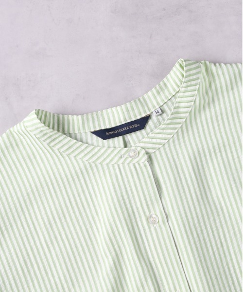HONEYSUCKLE ROSE（ハニーサックルローズ）の「【HONEYSUCKLE ROSE】ストライプドロストシャツ（シャツ/ブラウス・レディース・ネイビー/グリーン/ブラック・M/L）」の11枚目の写真
