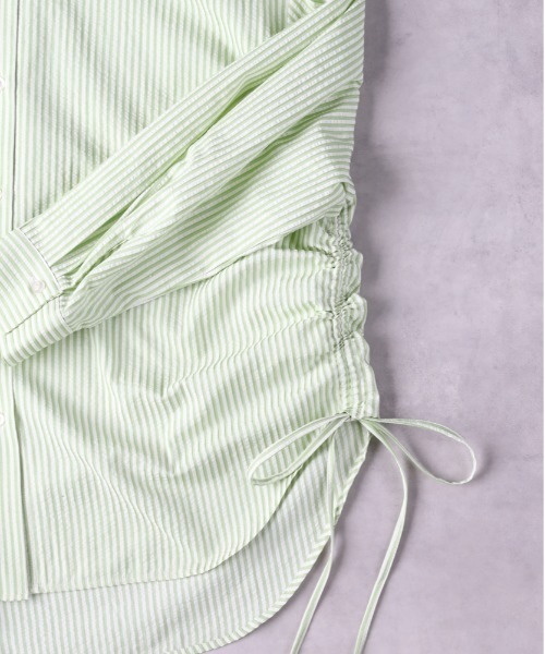 HONEYSUCKLE ROSE（ハニーサックルローズ）の「【HONEYSUCKLE ROSE】ストライプドロストシャツ（シャツ/ブラウス・レディース・ネイビー/グリーン/ブラック・M/L）」の15枚目の写真