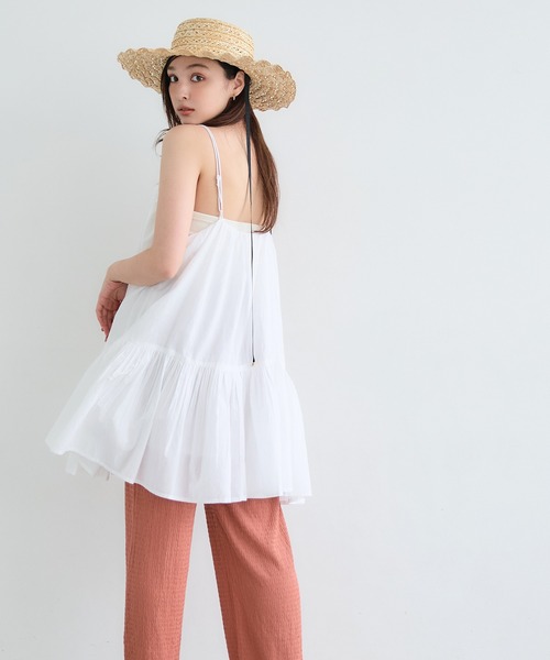 coca（coca）（コカ）の「ボリュームチュニックキャミソール（キャミソール・レディース・レッド/ホワイト/ドット・L/M）」の5枚目の写真