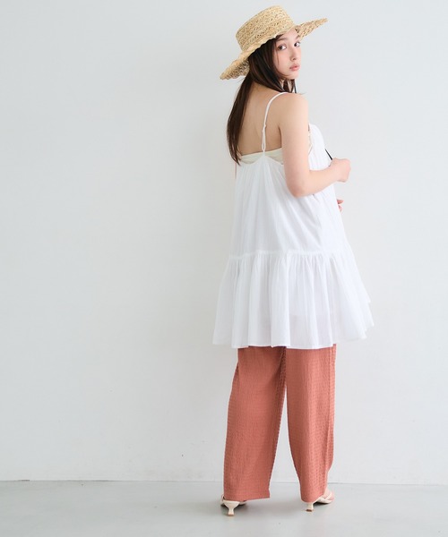 coca（coca）（コカ）の「ボリュームチュニックキャミソール（キャミソール・レディース・レッド/ホワイト/ドット・L/M）」の7枚目の写真