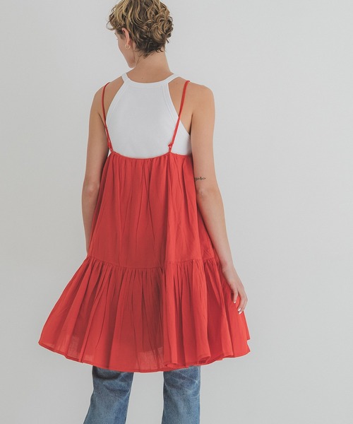 coca（coca）（コカ）の「ボリュームチュニックキャミソール（キャミソール・レディース・レッド/ホワイト/ドット・L/M）」の12枚目の写真