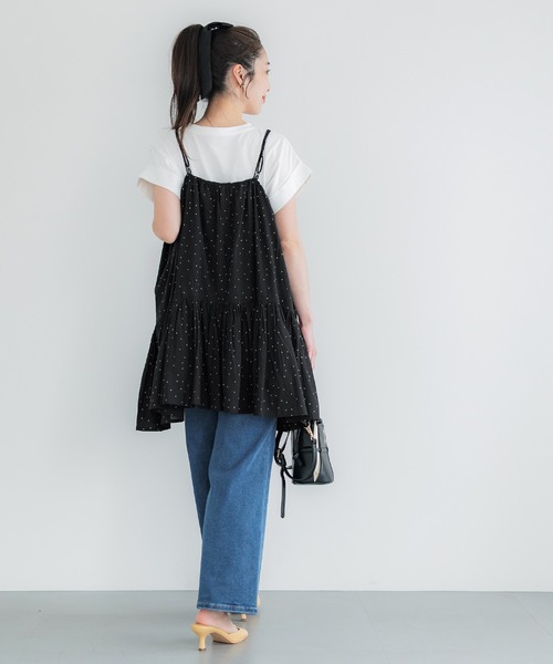 coca（coca）（コカ）の「ボリュームチュニックキャミソール（キャミソール・レディース・レッド/ホワイト/ドット・L/M）」の16枚目の写真