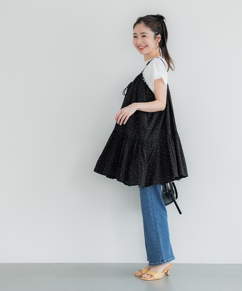 coca（coca）（コカ）の「ボリュームチュニックキャミソール（キャミソール・レディース・レッド/ホワイト/ドット・L/M）」の18枚目の写真