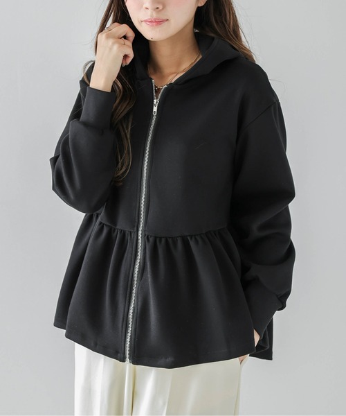 セール】ペプラムフリルジップパーカー（パーカー）｜lesperance（レス