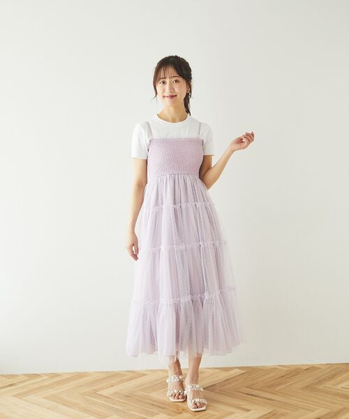 Areeam チュールフリルティアードキャミワンピース Areeam｜チュールフリルティアードキャミワンピース | Rakuten