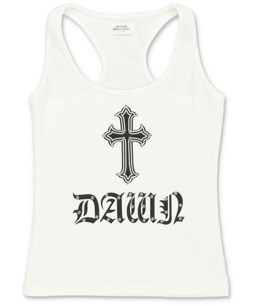 SPINNS（スピンズ）の「タンクトップ/クロススタッズ（タンクトップ・レディース・オフホワイト/ブラック/カモフラージュ・ONESIZE）」の19枚目の写真