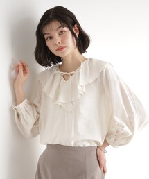 ブラウス シャツ ナイロンタフタラッフルカラーブラウス レディース STRAWBERRY-FIELDS ブラウス シャツ ラッフルカラーブラウス