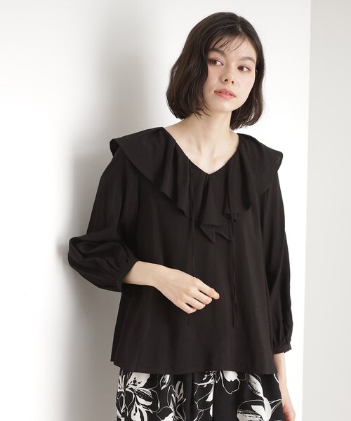THE SHOP TK (ザ ショップ ティーケー )の「ラッフルカラーブラウス【洗濯機OK】(シャツ/ブラウス・レディース・アイボリー/ブラック/ベビーピンク・12/13)」の3枚目の写真