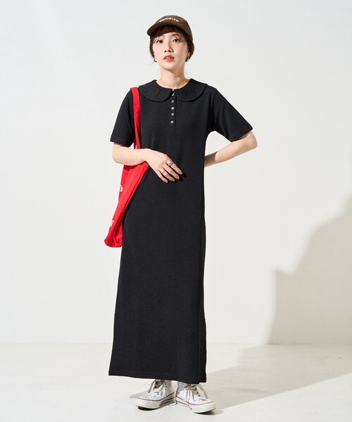 最終値！ブリーフィング　ジャガードロゴ切替　半袖ワンピース　Ｌ　定価38500円 niana ドレス プリーツスリーブジャガード切り替えワンピース