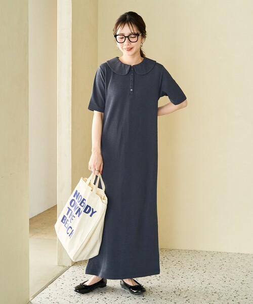 セール】限定展開 フクレジャガード ポロ襟 半袖 ワンピース